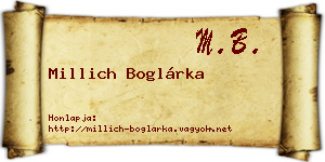 Millich Boglárka névjegykártya